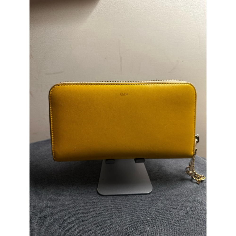 Chloé Yellow & Tan Leather Colorblock Long Zip Wallet - Picture 2 of 14